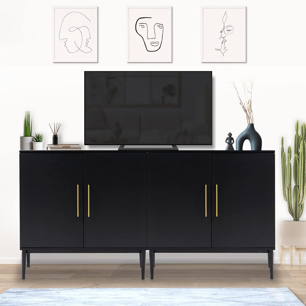 Free Standing Cabinet Black Wood for Living Room, Bedroom, Dining Room, Hallway, Entryway wourant
