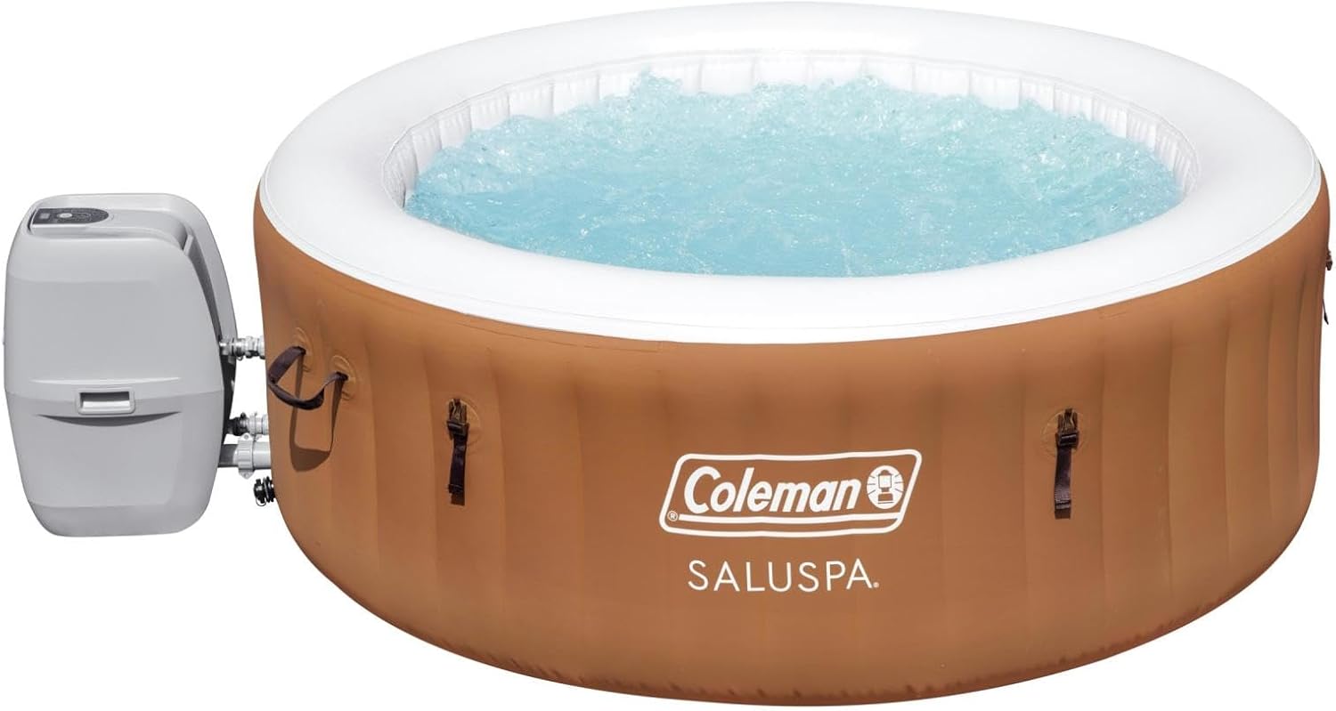 Coleman SaluSpa Miami AirJet 2 to 4 Person Round Inflatable Hot Tub Portable Outdoor Spa with 120 Soothing AirJets and Insulated Cover, Black wourant