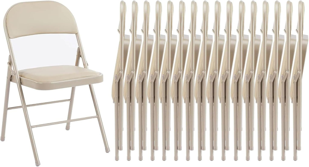 Sweetcrispy Folding Chair 12 Pack, Leather Padded Folding Chairs, Sturdy Metal Foldable Chairs wourant