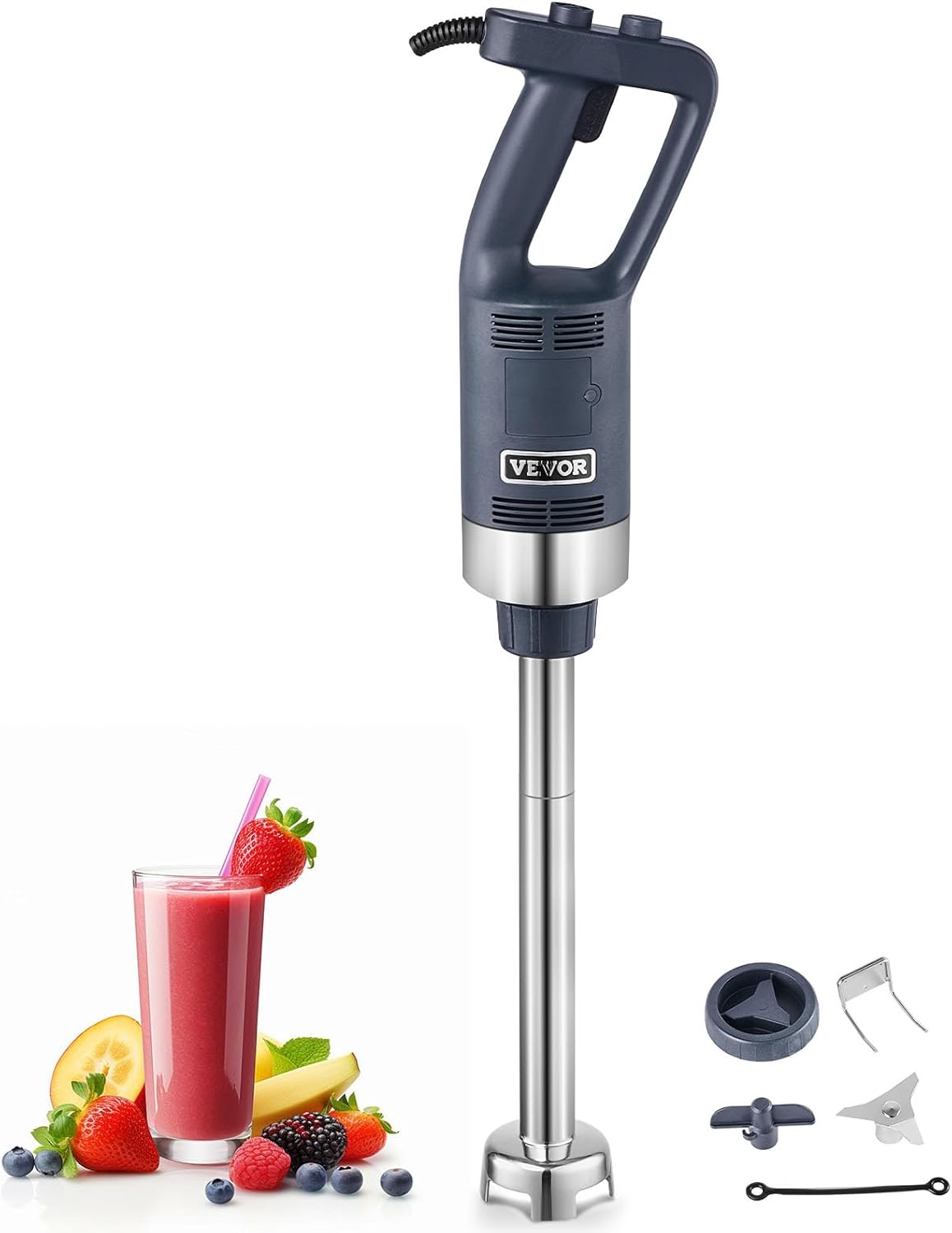 VEVOR Commercial Immersion Blender, 750W 20" Heavy Duty Hand Mixer, Variable Speed Kitchen Stick Mixer with 304 Stainless Steel Blade, Multi-Purpose Portable Mixer for Soup, Smoothie, Puree, Baby Food wourant