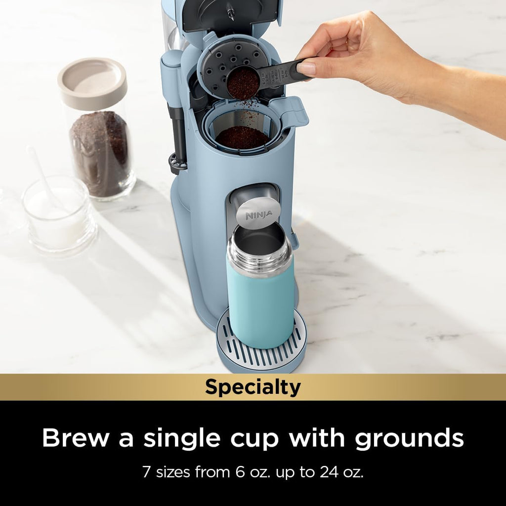 Ninja Pods & Grounds Single-Serve Coffee Maker, K-Cup Pod Compatible, Brews Grounds, Compact Design, 56-oz. Reservoir, 6-oz. Cup to 24-oz. Travel Mug Brew Sizes, Iced Coffee Maker, Stone, PB041ST wourant