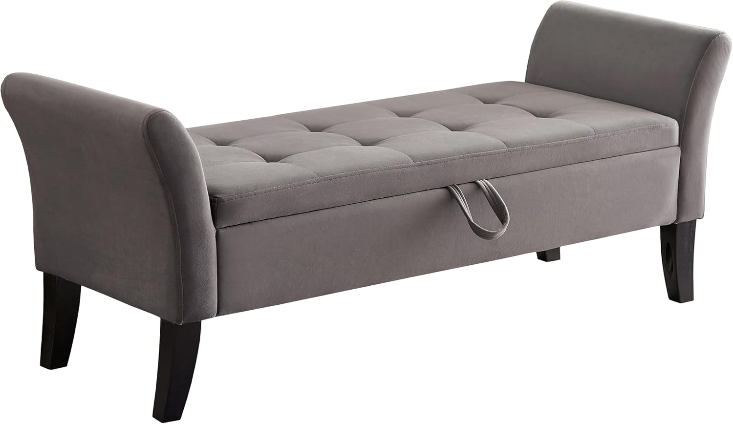 Furniliving Modern Storage Ottoman Bench, Sherpa Ottoman End of Bed Bench with Solid Wood Legs Upholstered Ottoman Benches with Storage Indoor Bench wourant