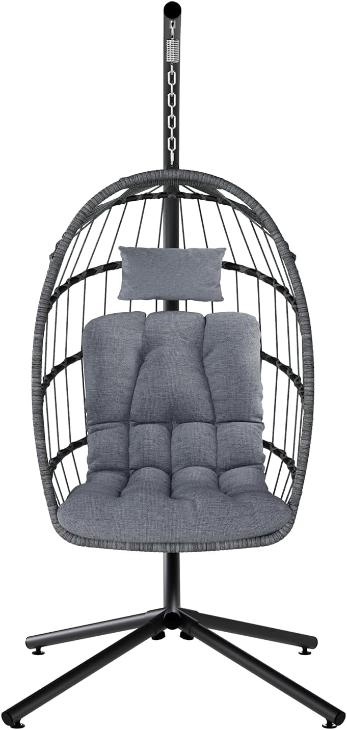 SWITTE Egg Chair Outdoor Indoor Wicker Hanging Egg Swing Chair 350lbs Capacity for Patio wourant