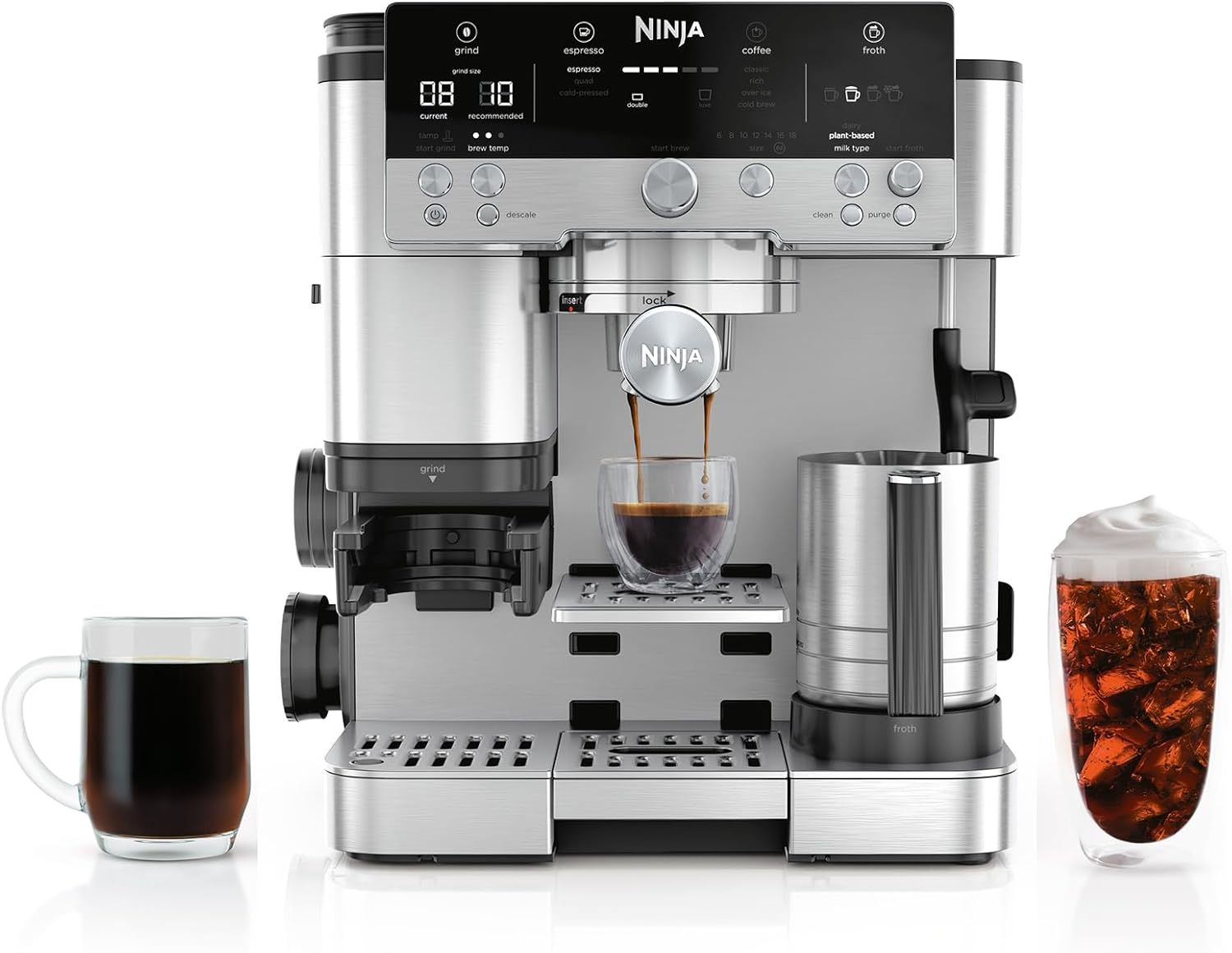 Ninja Luxe Café 3-in-1 Espresso, Drip Coffee and Cold Brew Machine | Integrated Coffee Grinder, Milk Frother, Assisted Tamper & Built-In Espresso Accessory Storage | Stainless Steel | ES601 woonhhop