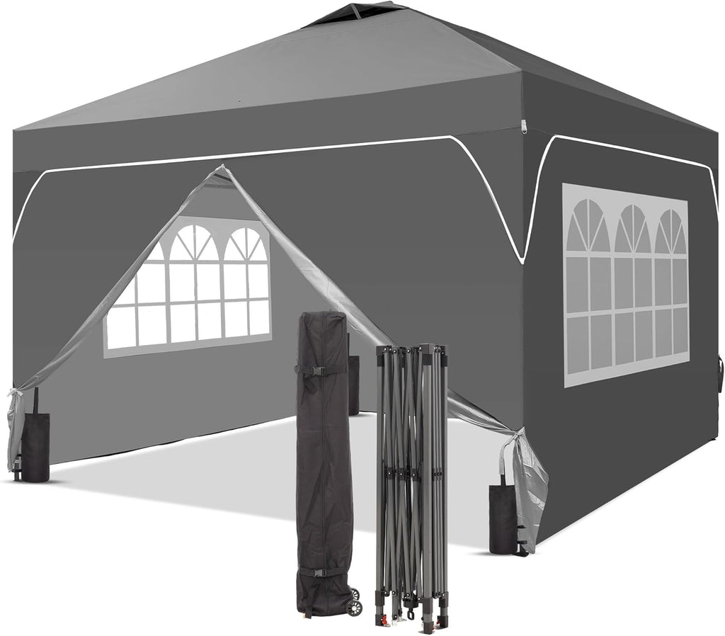 GDY 12x12 Pop Up Canopy Tent with 4 Sidewalls, Easy Set up with One Push Lift Gazebo wourant