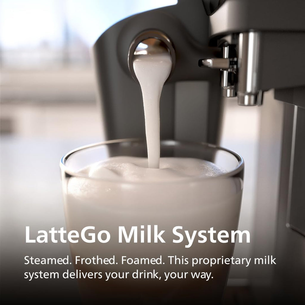 Philips 3200 Series Fully Automatic Espresso Machine, LatteGo Milk Frother, 5 Coffee Varieties, Intuitive Touch Display, 100% Ceramic Grinder, AquaClean Filter, My Coffee Choice, Black (EP3241/54) woonhhop