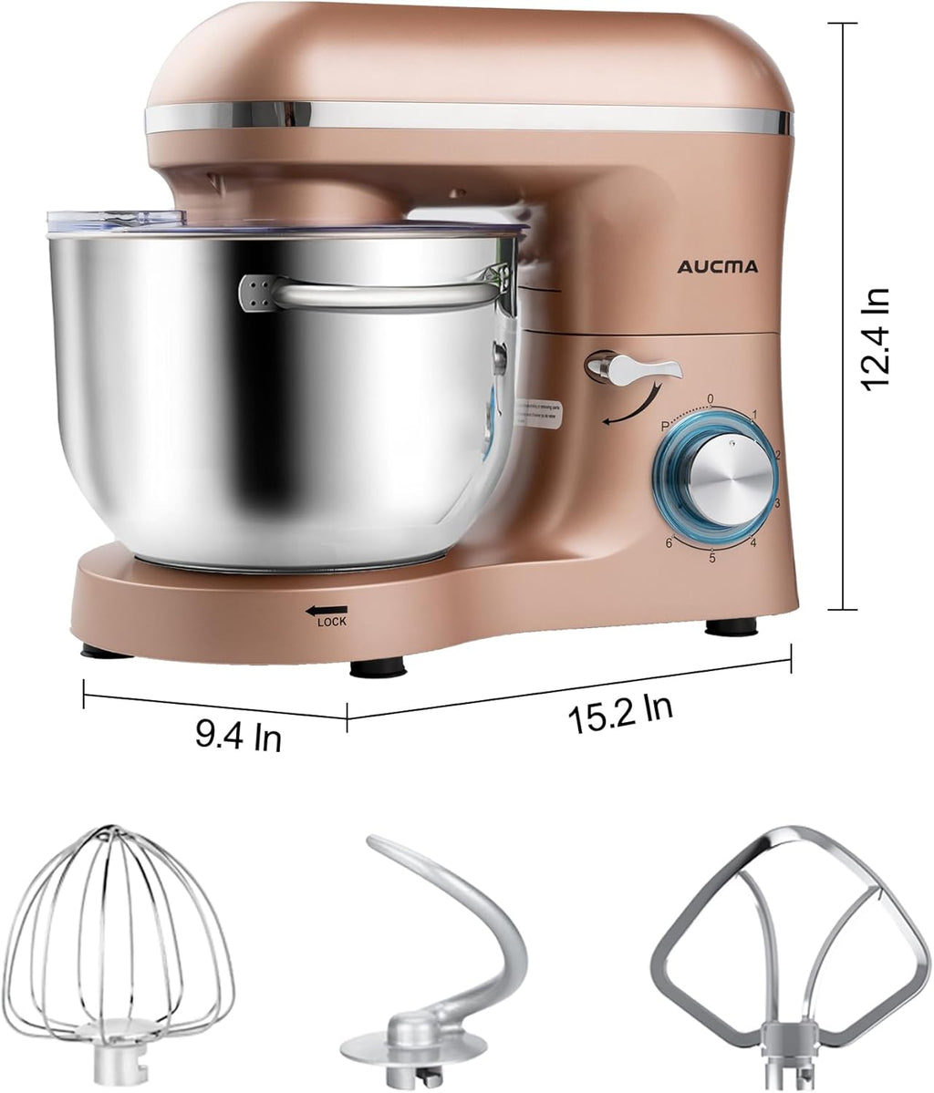 Aucma Stand Mixer,6.5-QT 660W 6-Speed Tilt-Head Food Mixer, Kitchen Electric Mixer with Dough Hook wourant