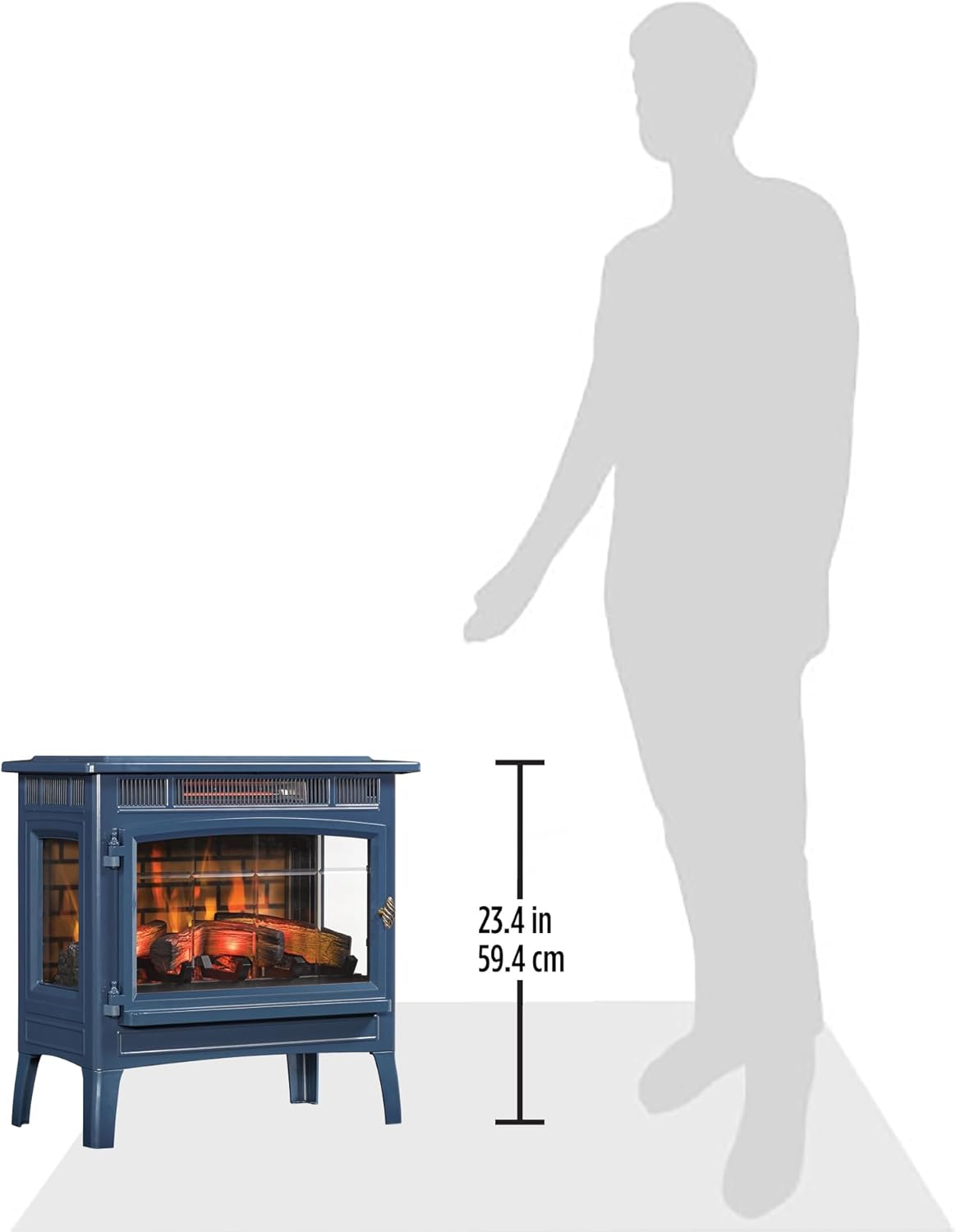 Freestanding Electric Fireplace Stove Heater with 3D Flame Effect for 1,000 Sq. Ft wourant