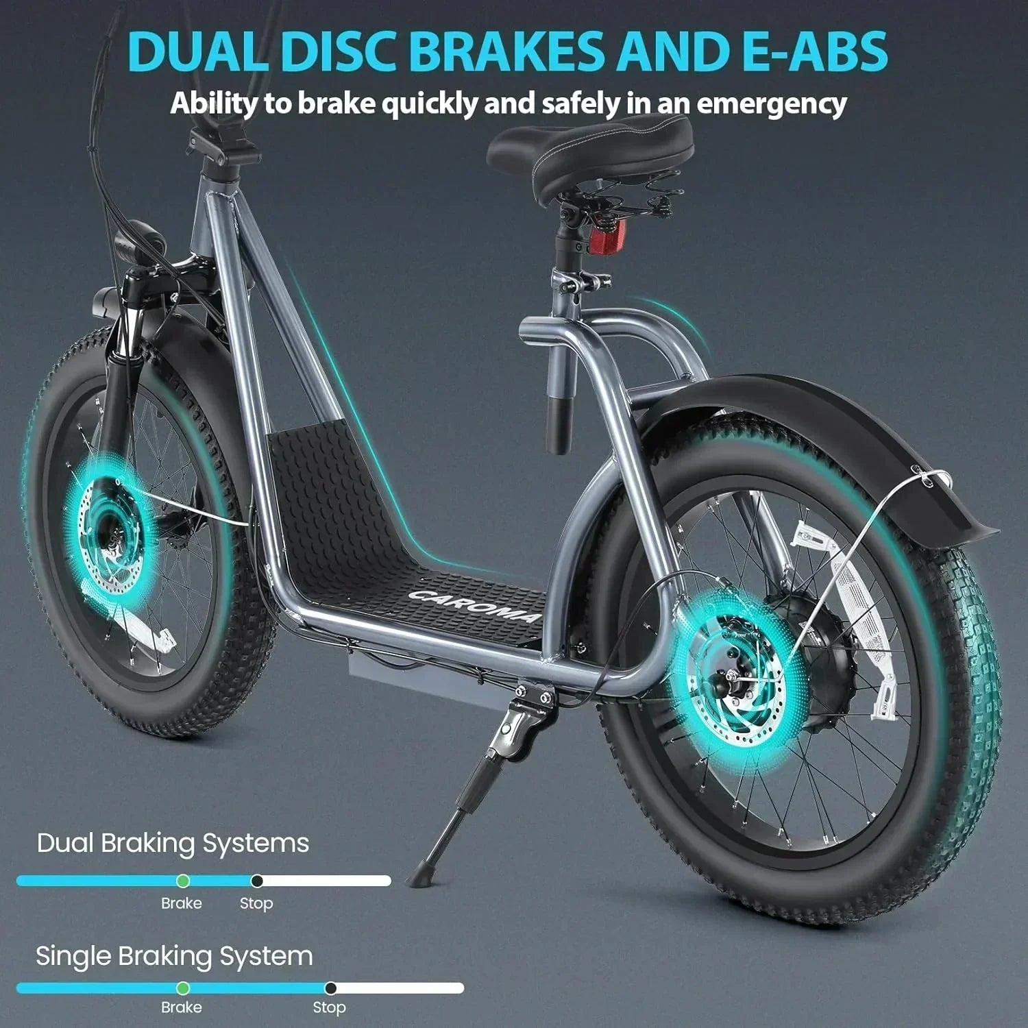 Caroma Peak 800W Foldable Adult Electric Scooter with 20-inch Wide Tires 48V Battery Basket wourant