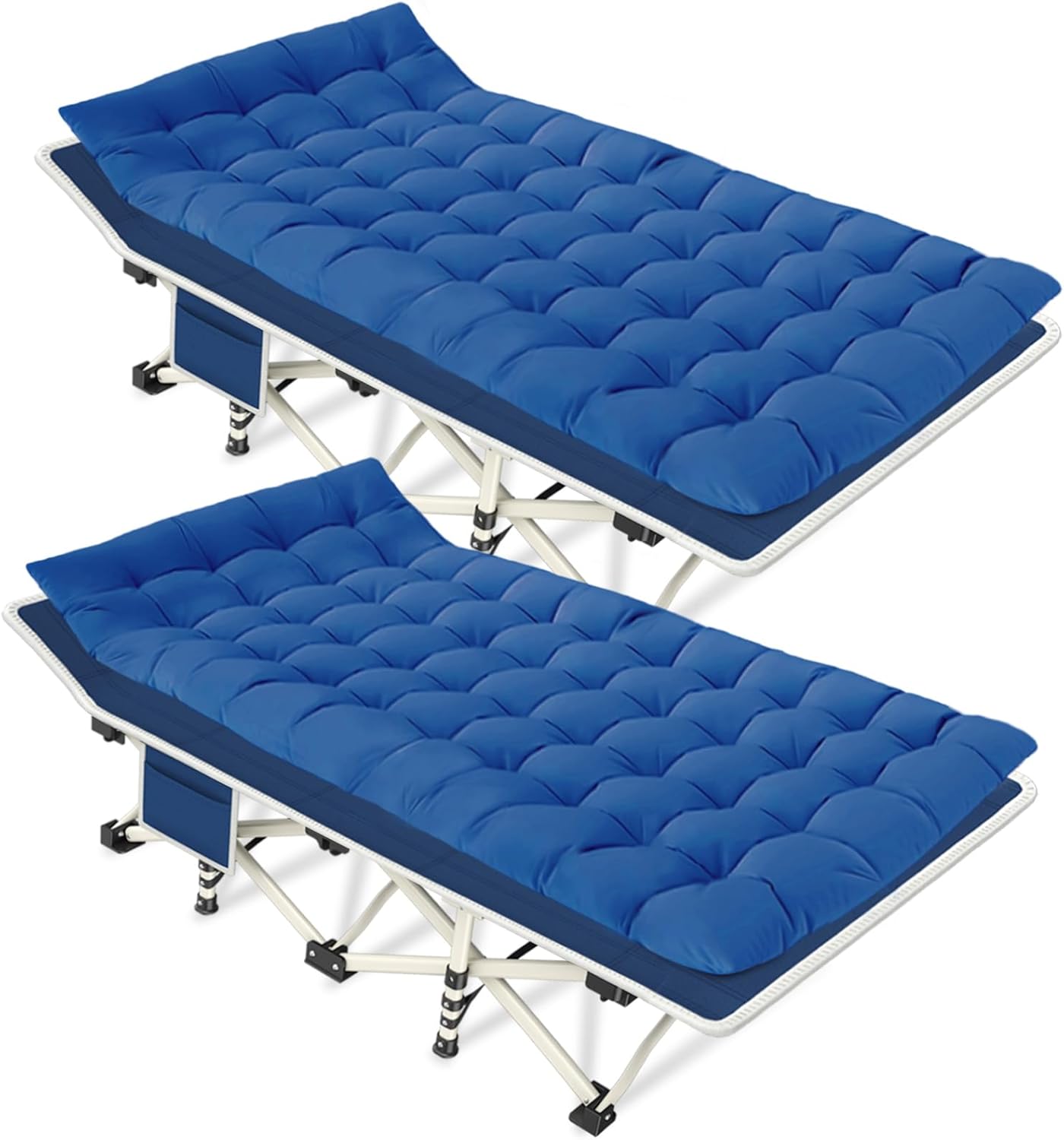 2 Pack Camping Cot with Mattress Comfortable Sleeping Cot Camping Cots for Adults 2 Person Folding Cot Heavy Duty Cots for Sleeping with Carry Bag Outdoor Indoor Home Vacation wourant