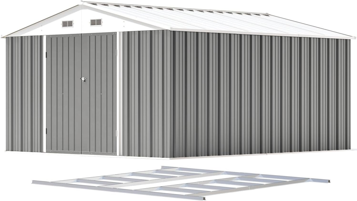 Patiowell 5x3 FT Outdoor Storage Shed Tool Shed with Sloping Roof and Lockable Door Metal Shed wourant