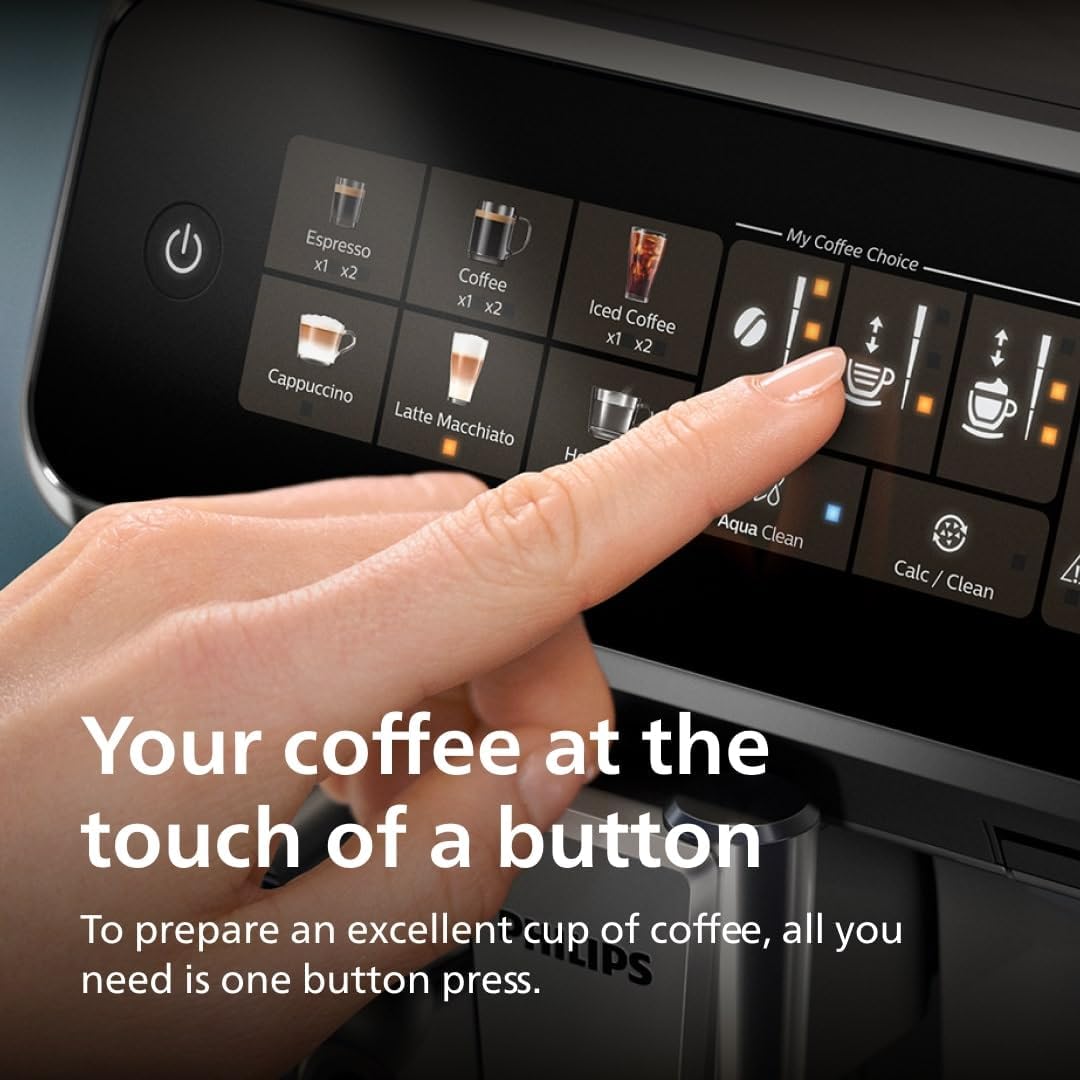 Philips Series 3300 Fully Automatic Espresso Coffee Machine - 6 Hot & Iced Drinks, LatteGo Milk System, 40% Quieter SilentBrew, Ceramic Grinder, Aquaclean Filter, Glossy Black (EP3341/50) wourant