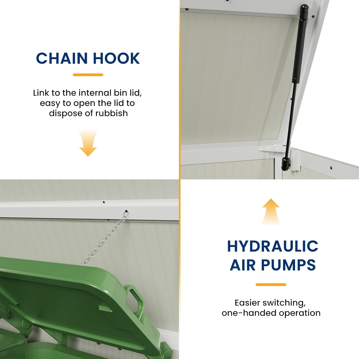 Amopatio 41 Cu Ft Horizontal Outdoor Storage Shed Resin Trash Can Storage Resin Shed wourant