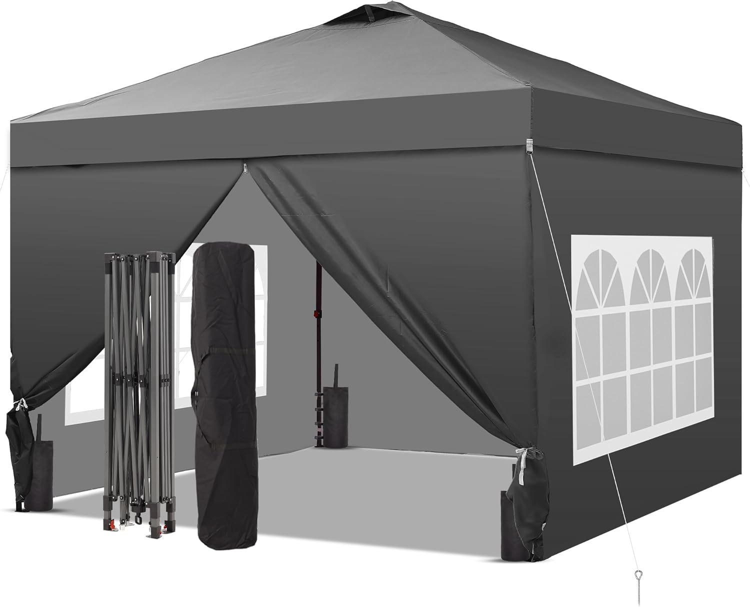 GDY 12x12 Pop Up Canopy Tent with 4 Sidewalls, Easy Set up with One Push Lift Gazebo wourant