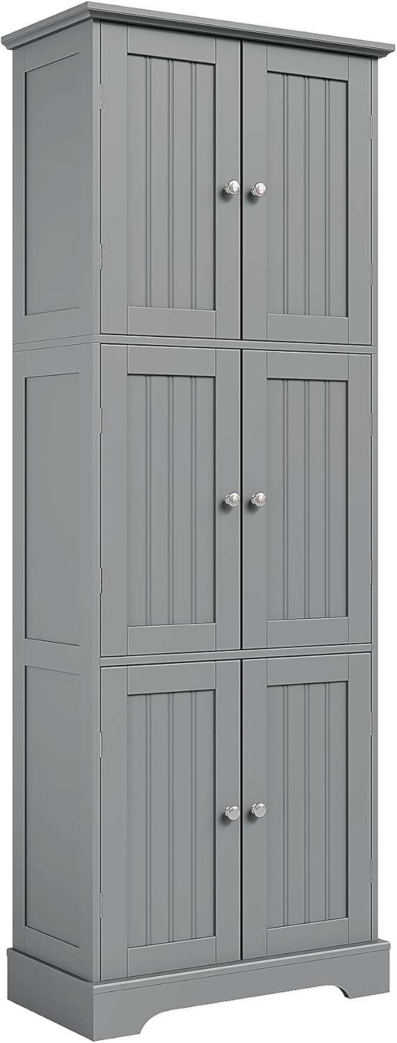 ChooChoo Tall Bathroom Storage Cabinet with 6 Doors, Freestanding Floor Cabinet wourant