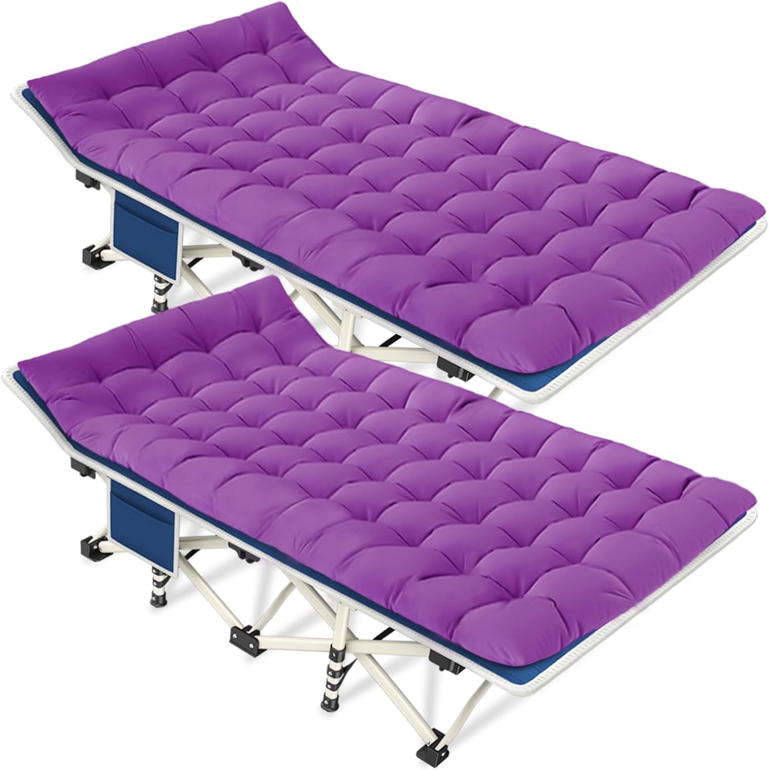 2 Pack Camping Cot with Mattress Comfortable Sleeping Cot Camping Cots for Adults 2 Person Folding Cot Heavy Duty Cots for Sleeping with Carry Bag Outdoor Indoor Home Vacation wourant