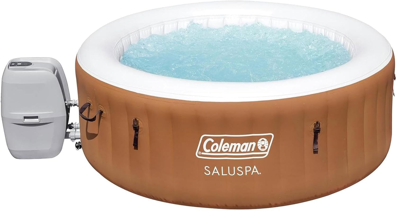 Coleman SaluSpa Miami AirJet 2 to 4 Person Round Inflatable Hot Tub Portable Outdoor Spa with 120 Soothing AirJets and Insulated Cover, Black wourant