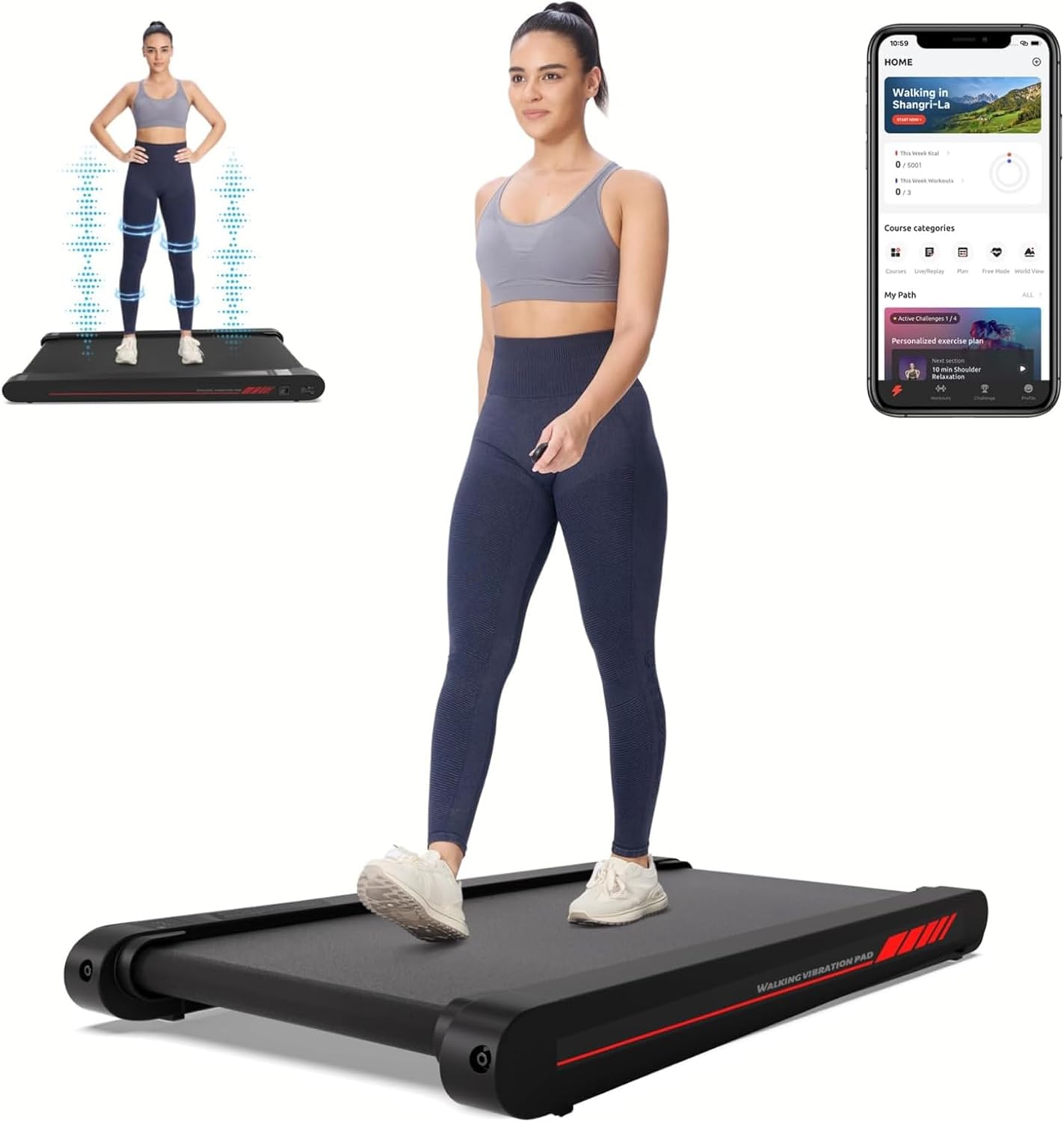 Sperax Walking Vibration Pad with APP, 3 in 1 Under Desk Treadmill, 2.5HP Low Noise Walking Treadmill Pad with Remote Control,Portable Treadmills for Home Office wourant