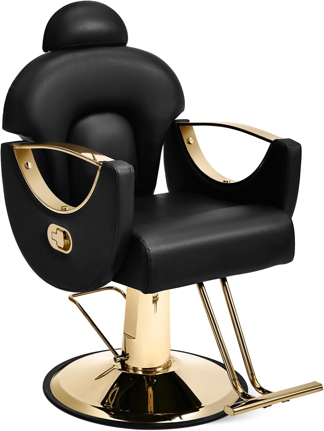 Artist Hand Salon Chair Reclining Barber Chair Oversized Hydraulic Pump Heavy Duty Hair Salon Chair 360 Degree Swivel Hair Chair for Hair Stylist, Beauty Spa Equipment Max Load 400 LBS, Black and Gold wourant