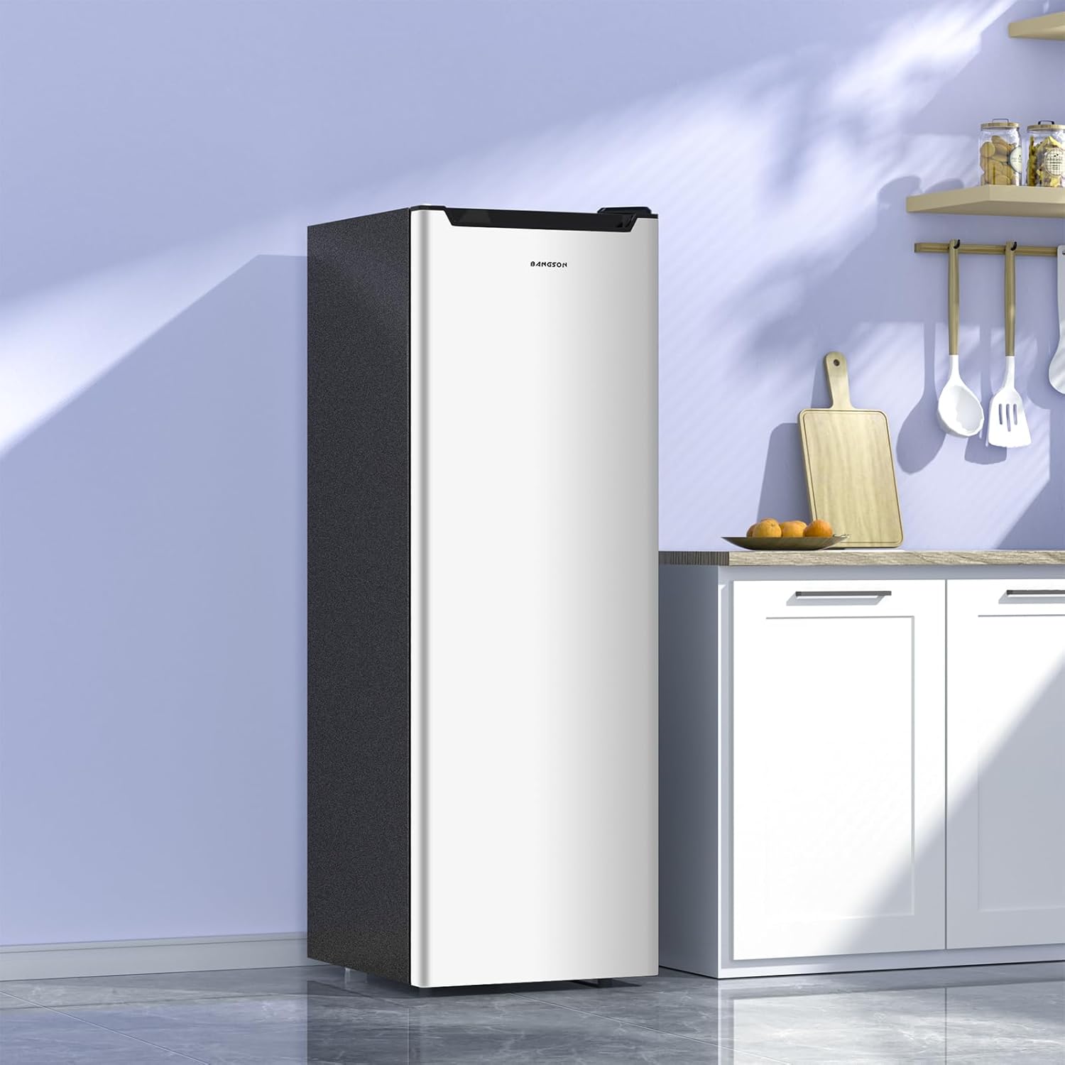 BANGSON Upright Freezer, 7.0 Cu.ft Stand Up Freezer, Convertible Upright Freezer/Refrigerator, Single Door for Kitchen,Garage, Office, Apartment, Silver wourant