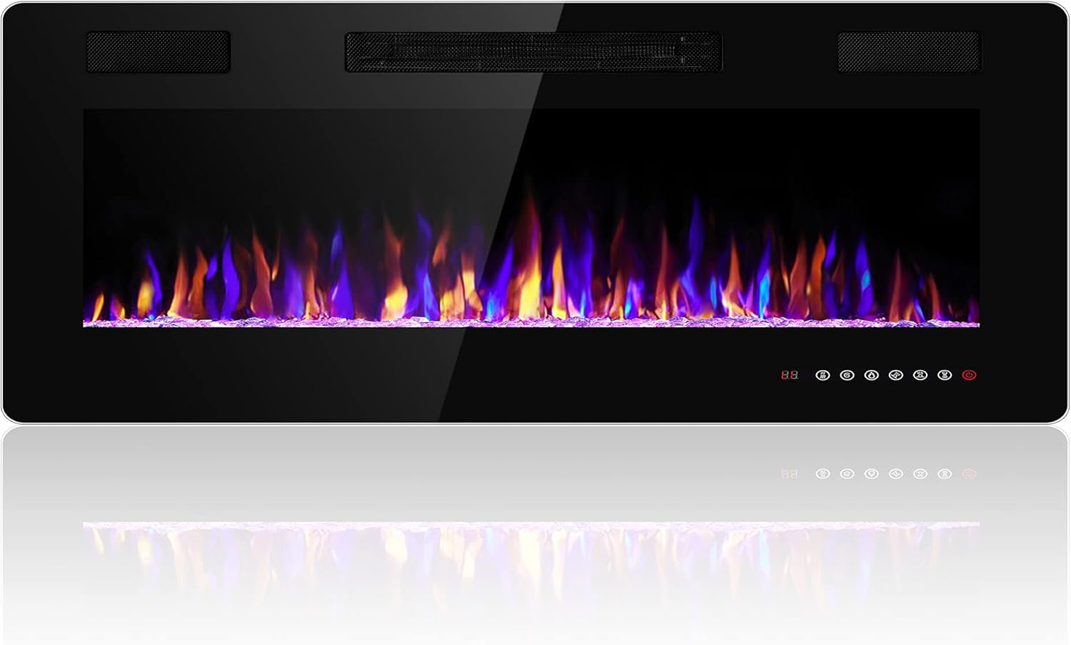 36 Inch Electric Fireplace Insert Ultra Thin Recessed Wall Mounted Fireplace Heater wourant