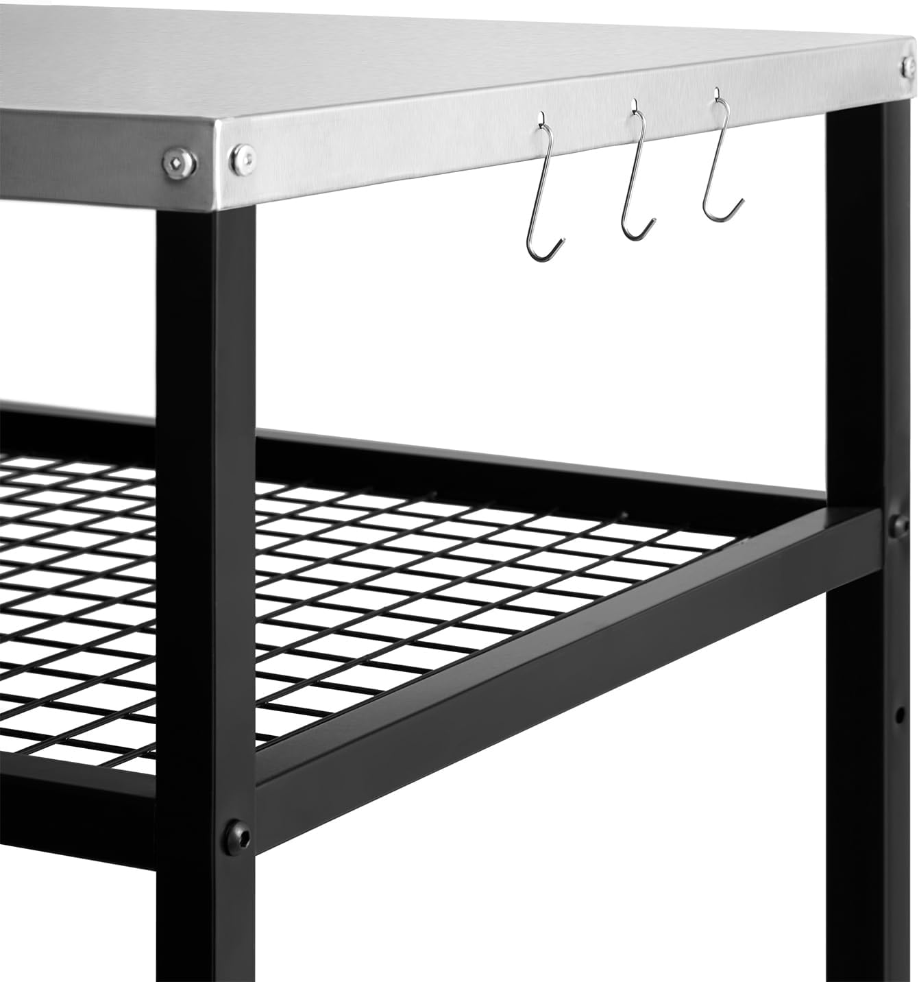 Stainless Steel Outdoor Grill Cart Pizza Oven Stand Trolley Table with Wheels Three-Shelf Movable Food Prep and Work Table Heavy Duty Grill Carts Outdoor Cart 31.5"×24"×35.5" wourant