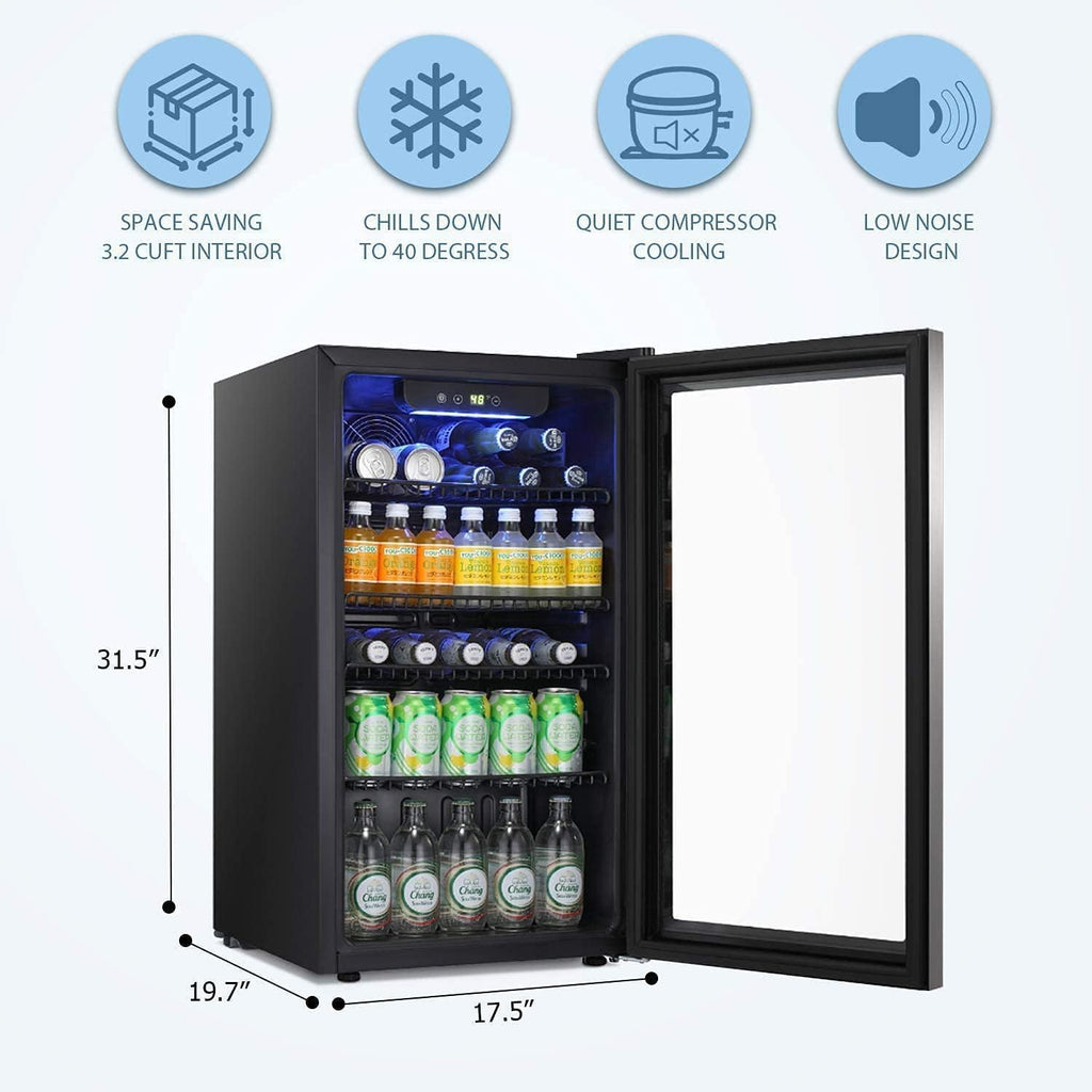 Antarctic Star Beverage Refrigerator Cooler 68 Can, Mini Fridge with Glass Door for Beer Drinks Wine,Freestanding Small Fridge with Electronic Temperature Control for Home and Bar,1.7 cu.ft wourant