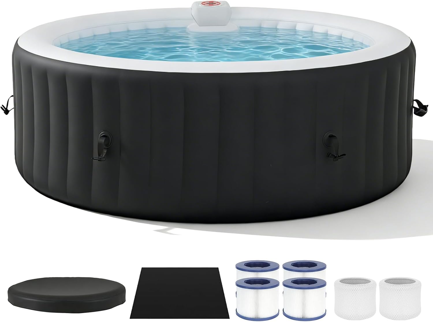 71" Inflatable Hot Tub 4 Person, Round Portable Outdoor Spa with 120 Soothing Air Jets wourant