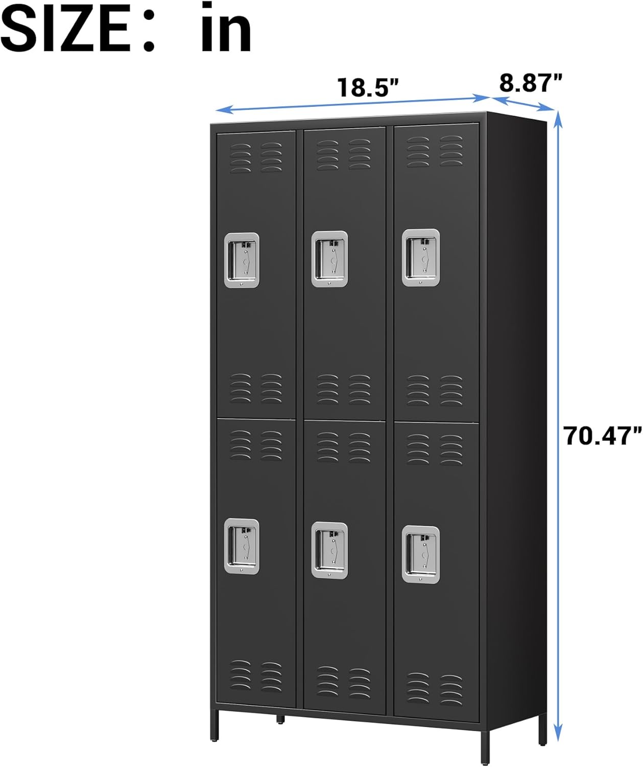 GAOMON Locker for Employees, 6 Doors Locker Cabinet with Hooks, Storage Locker for Home, Office, Gym, School, Assembly Required, Black wourant