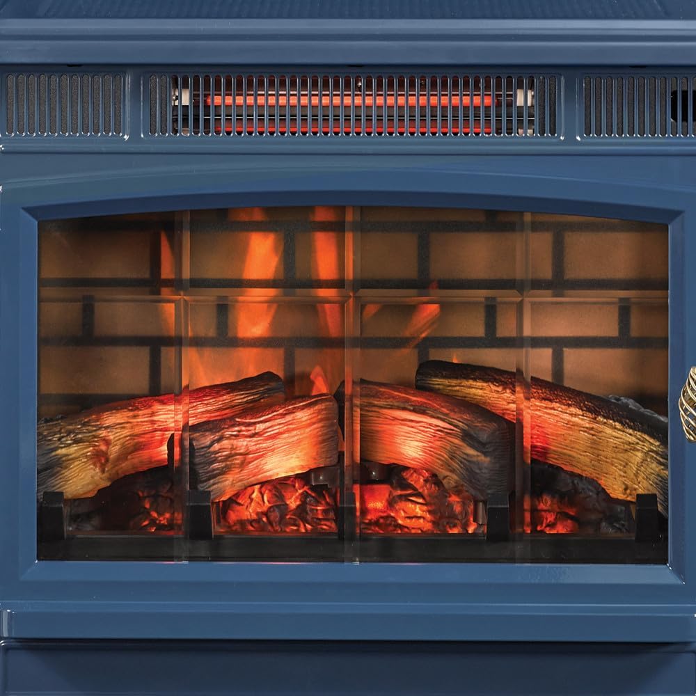 Freestanding Electric Fireplace Stove Heater with 3D Flame Effect for 1,000 Sq. Ft wourant