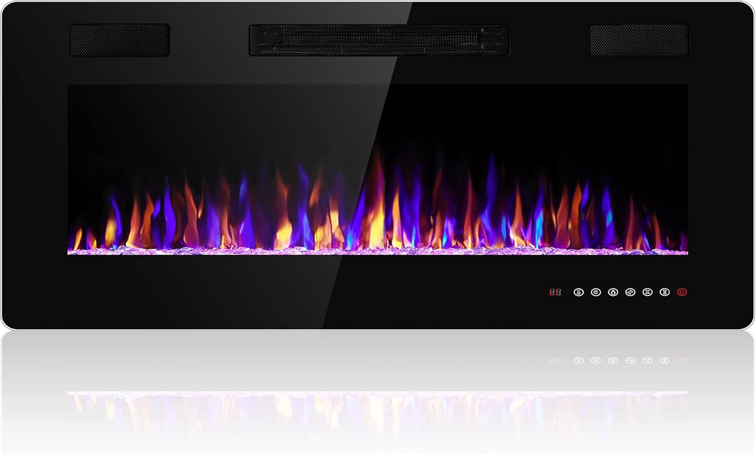 36 Inch Electric Fireplace Insert Ultra Thin Recessed Wall Mounted Fireplace Heater wourant