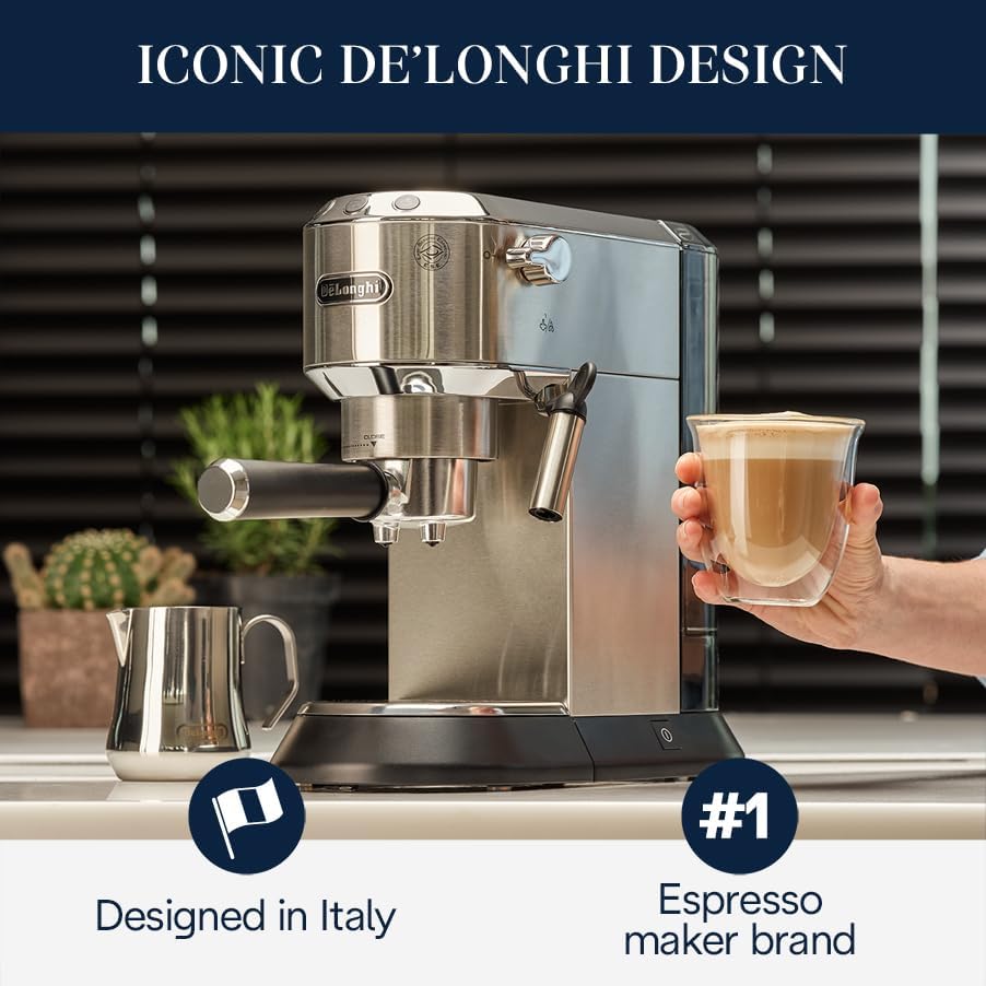 De’Longhi Dedica Espresso Machine with Manual Milk Frother wourant