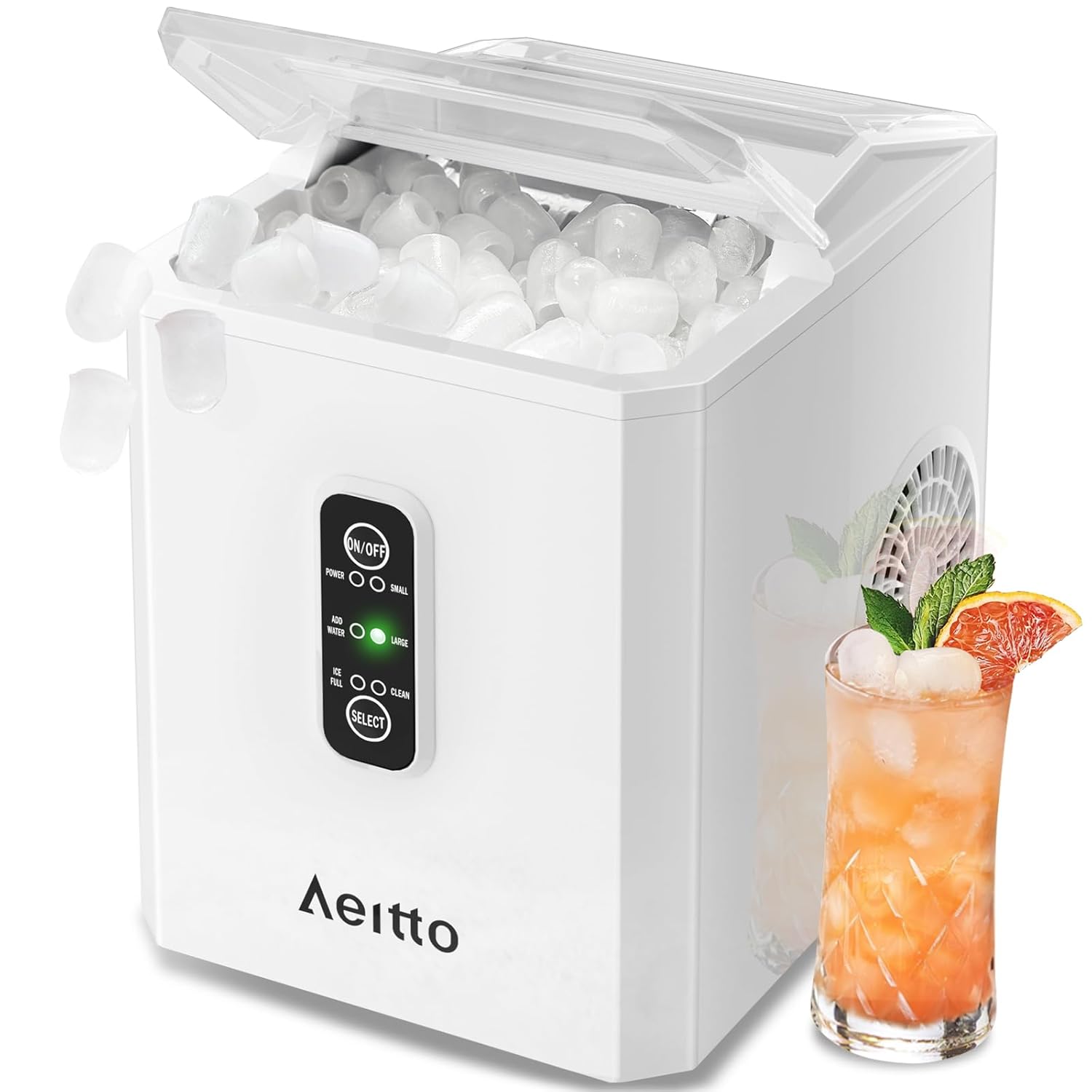 Aeitto Ice Makers Countertop, 9 Ice Cubes Release in 6 Mins, 26Lbs/24H, 2 Sizes of Bullet Ice Machine,Self-Cleaning Portable Ice Maker with Ice Scoop and Basket for Home Kitchen Office Bar RV, Black woonhhop