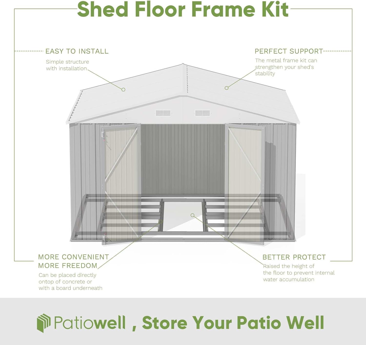Patiowell 5x3 FT Outdoor Storage Shed Tool Shed with Sloping Roof and Lockable Door Metal Shed wourant