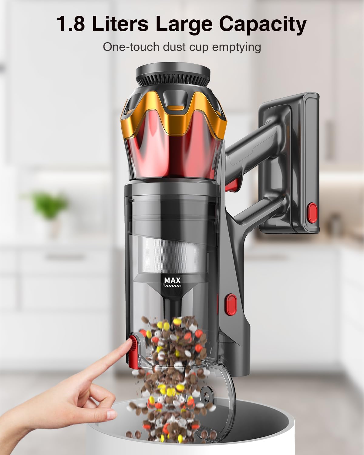 Cordless Vacuum Cleaner,580W 48KPA 65Mins Vacuum Cleaners for Home,Self-Standing Stick Vacuum with Anti-Tangle Brush & OLED Touch Screen,Rechargeable Vacuum Cordless for Pet Hair,Carpet,Hardwood Floor wourant