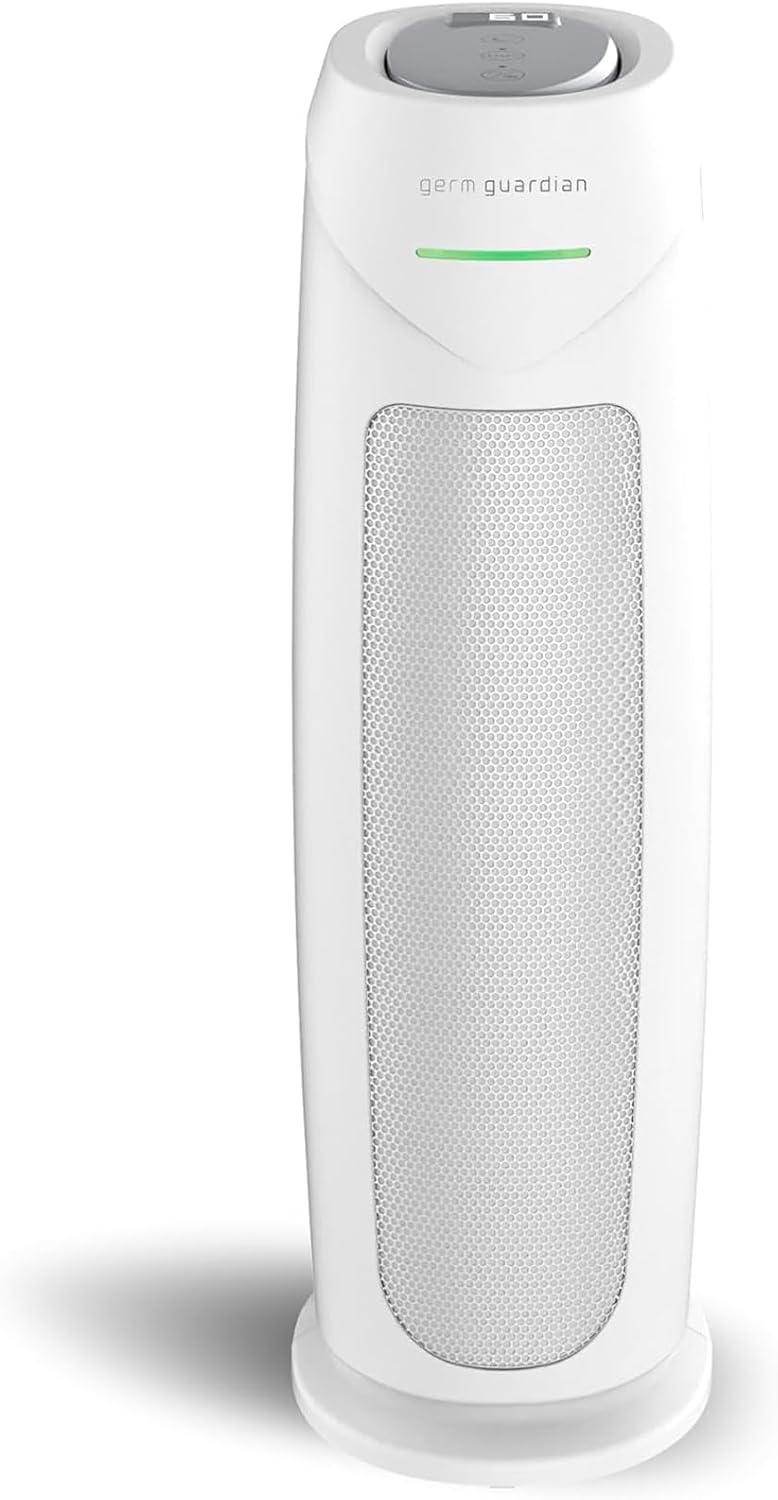 GermGuardian Air Purifier for Home with HEPA Pure Filter, for Wildfire Smoke, Pet Dander, Pollen, Odors, Large Rooms Up To 743 Sq. Ft., Removes 99.97% Pollutants, UV-C Light, 22", AC4825E, Gray wourant
