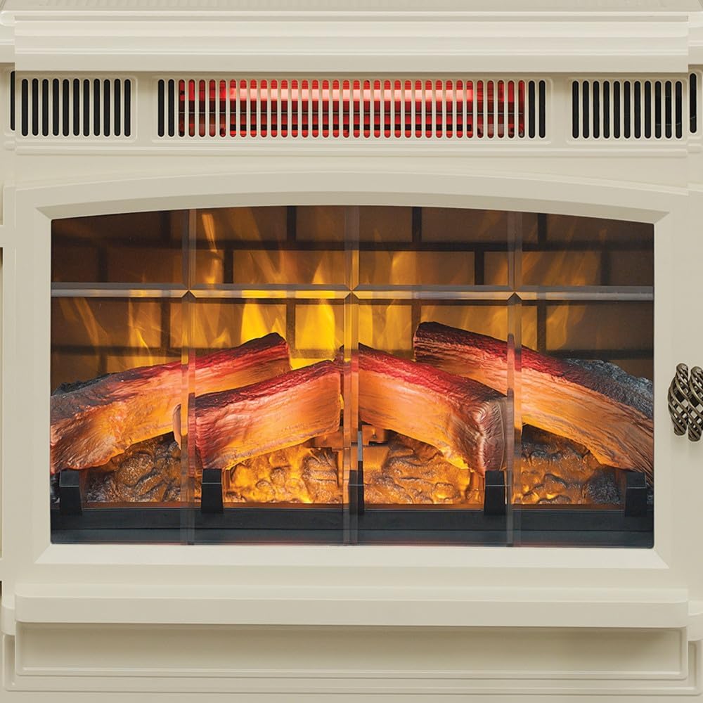 Freestanding Electric Fireplace Stove Heater with 3D Flame Effect for 1,000 Sq. Ft wourant