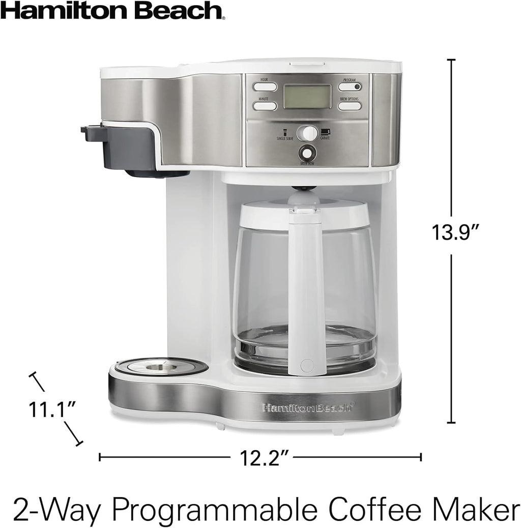 Hamilton Beach 2-Way 12 Cup Programmable Drip Coffee Maker & Single Serve Machine, Glass Carafe, Auto Pause and Pour, Black (49980R) wourant