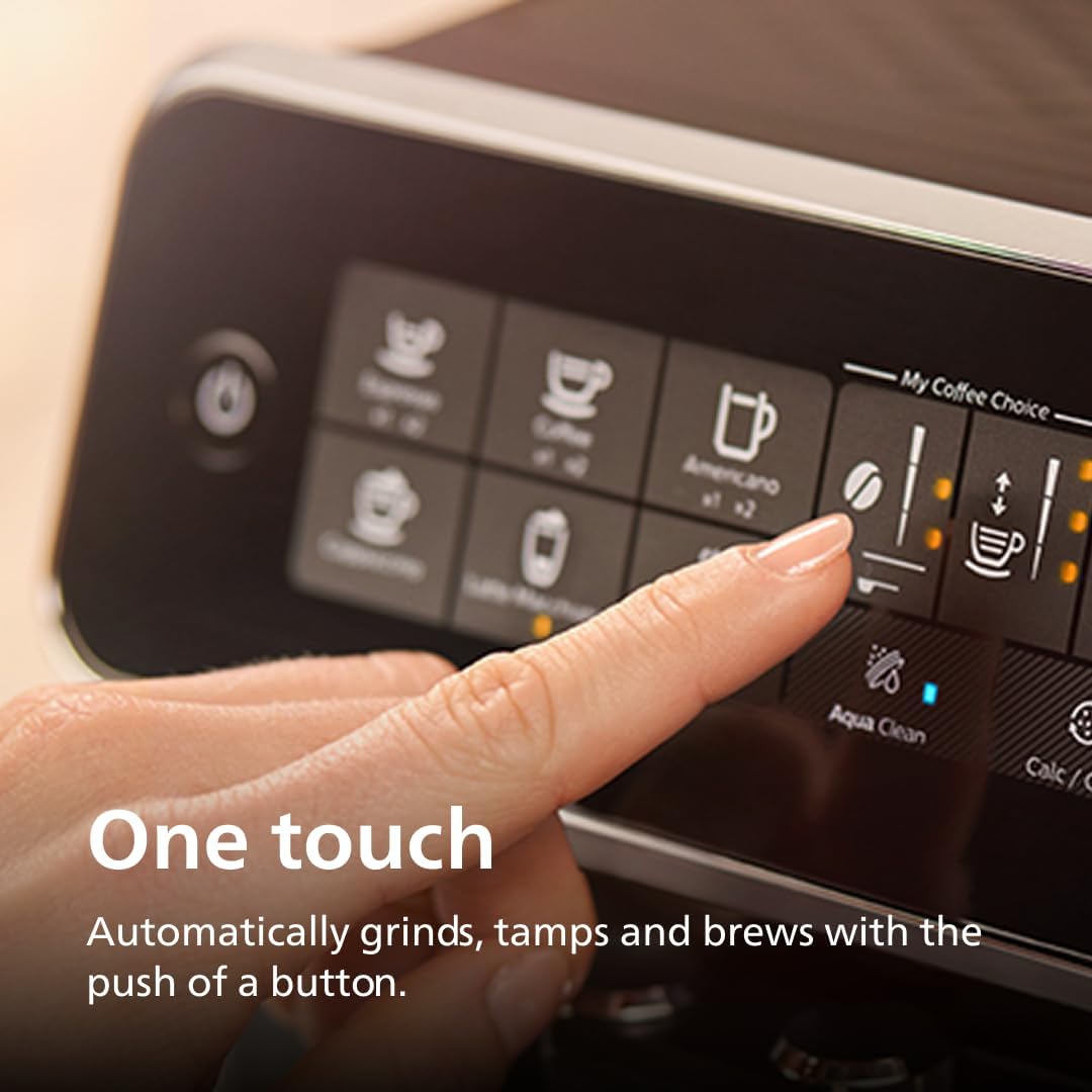 Philips 3200 Series Fully Automatic Espresso Machine, LatteGo Milk Frother, 5 Coffee Varieties, Intuitive Touch Display, 100% Ceramic Grinder, AquaClean Filter, My Coffee Choice, Black (EP3241/54) woonhhop