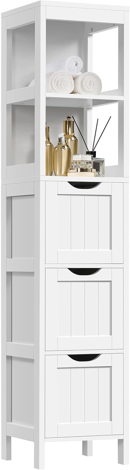 Bathroom Floor Cabinet, Wooden Storage Cabinet with 2 Drawers, Multifunctional Side Organizer Rack Stand Table wourant