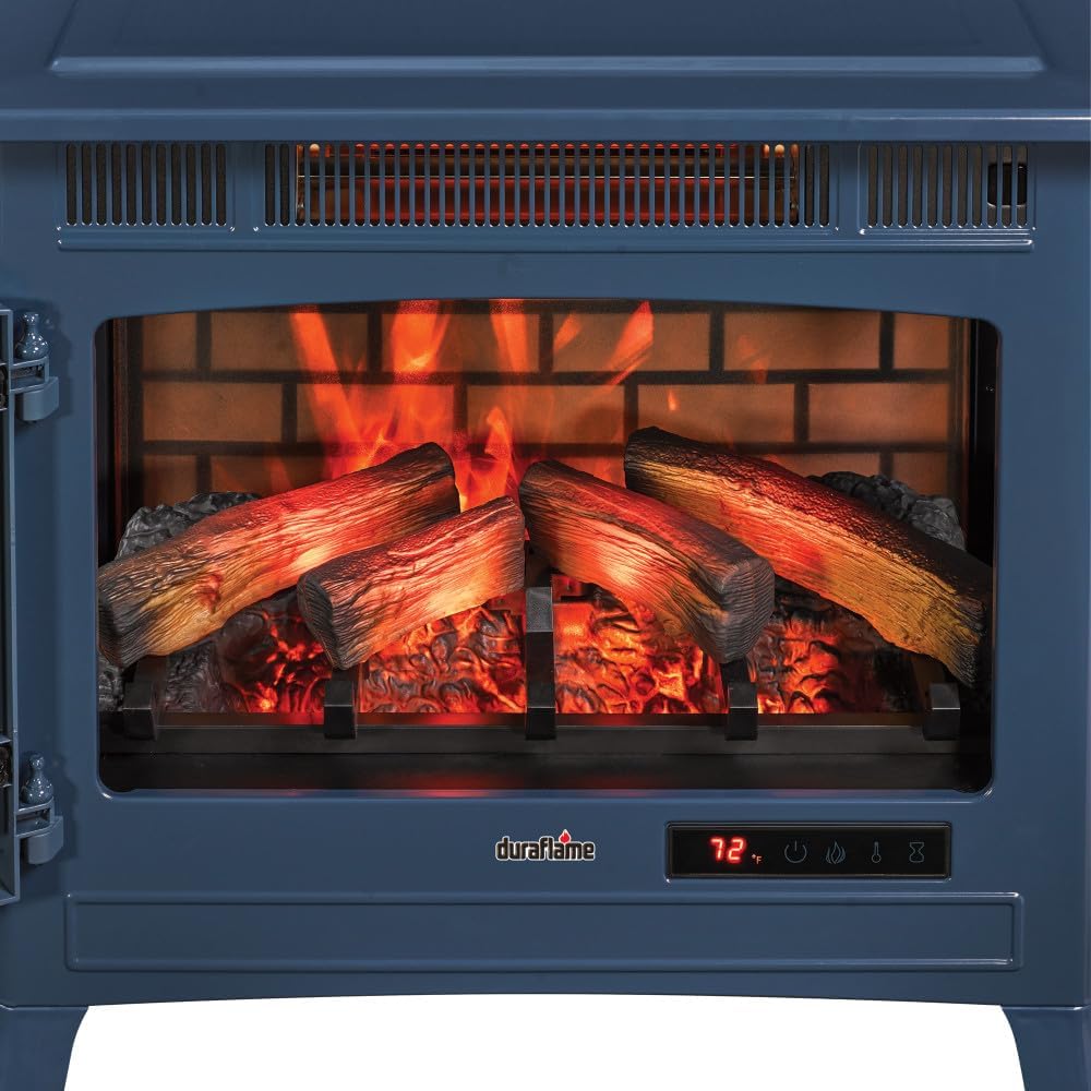 Freestanding Electric Fireplace Stove Heater with 3D Flame Effect for 1,000 Sq. Ft wourant