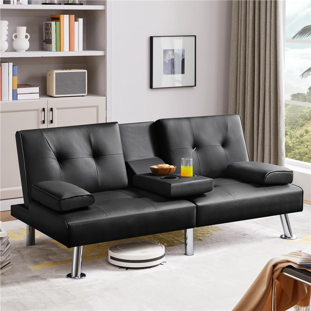 Convertible Sofa Bed Modern Imitation Leather Home Recliner Flip Double Sofa Folding Sofa Bed Guest Bed wourant