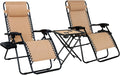 Amazon Basics Outdoor Patio Mesh Adjustable Zero Gravity Lounge Chair Recliners set of 2 with Side Table, 35 x 26 x 43 inches, Beige wourant