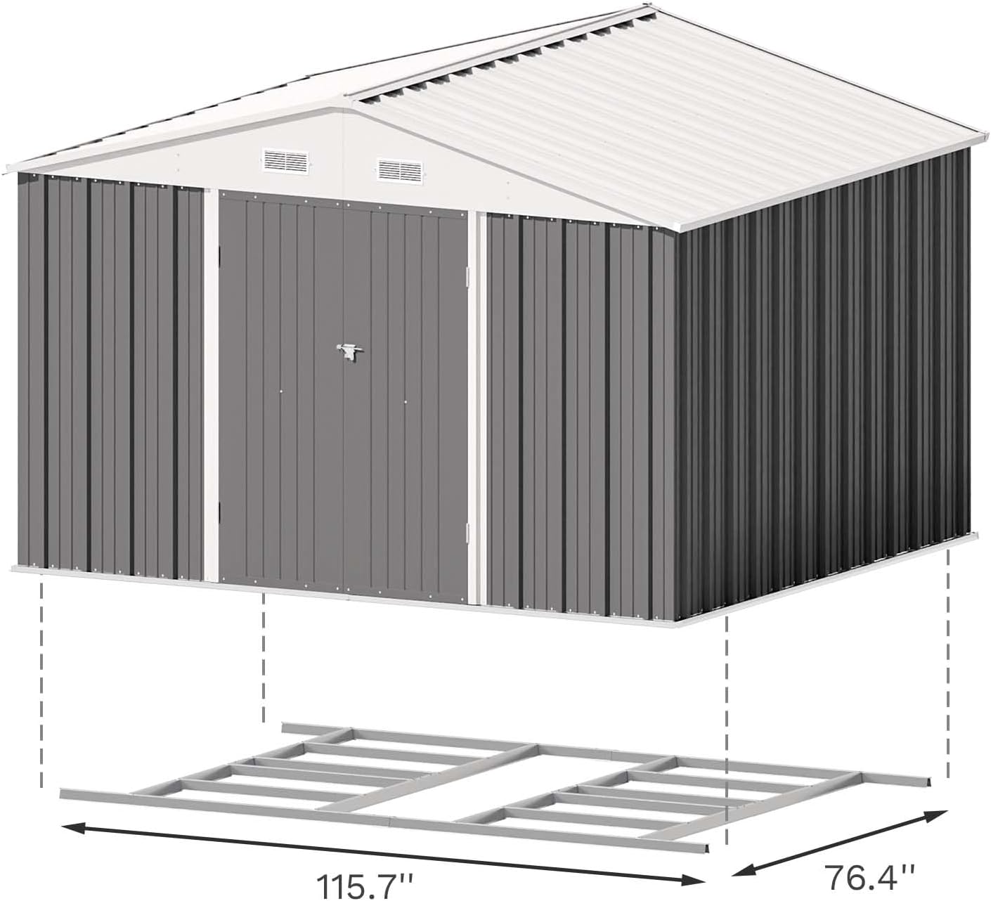 Patiowell 5x3 FT Outdoor Storage Shed Tool Shed with Sloping Roof and Lockable Door Metal Shed wourant