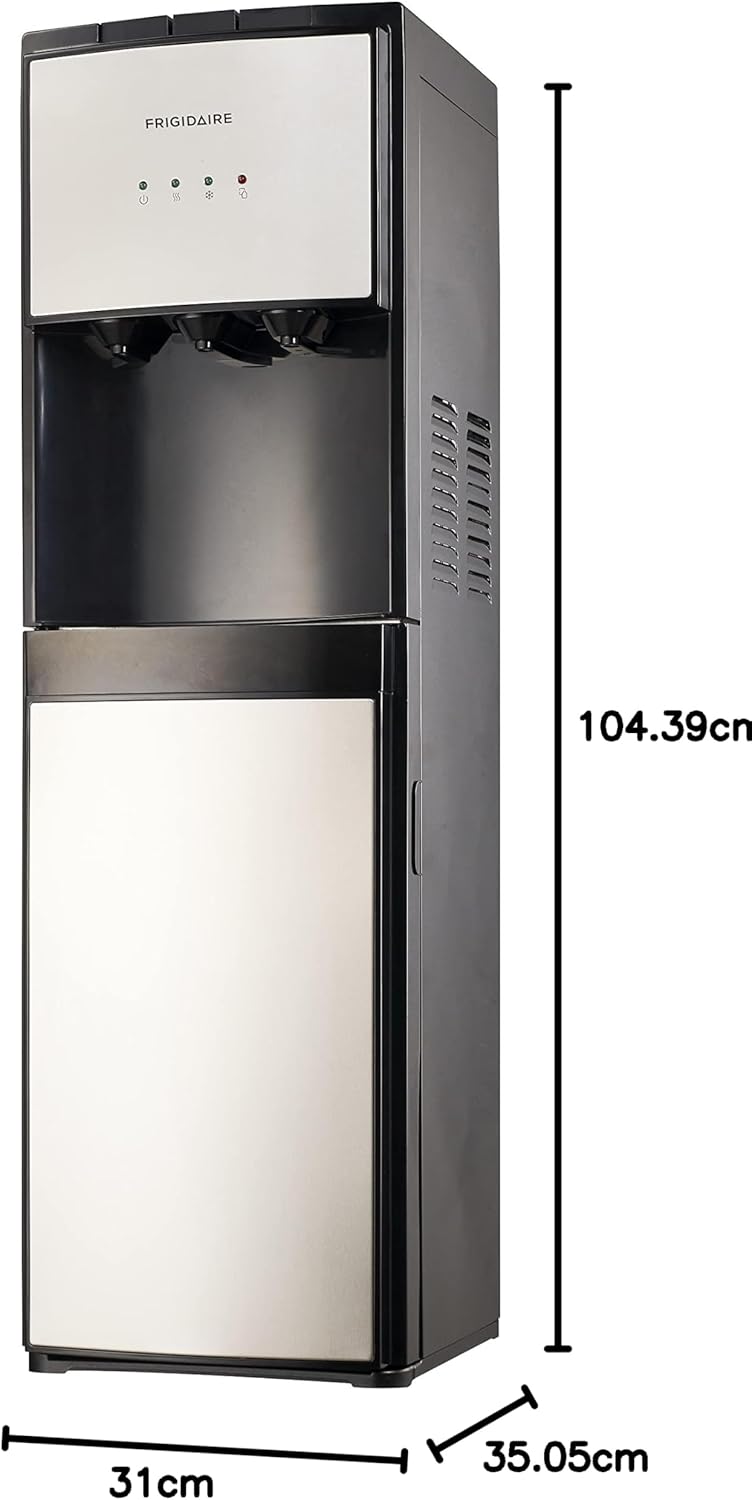 Frigidaire EFWC498 - Top Loading Cooler Dispenser -Hot & Cold Water - Child Safety Lock - Innovative Slim & Sleek Design, Holds 3 or 5 Gallon Bottles - Black wourant