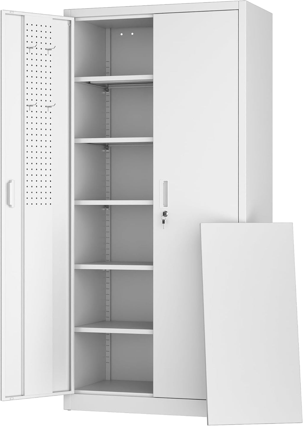 Aobabo 73''H Metal Garage Storage Cabinet with Wheels,Steel Cabinets with 2 Doors and 4 Adjustable Shelves for Home Office,Required Assembly,Black wourant