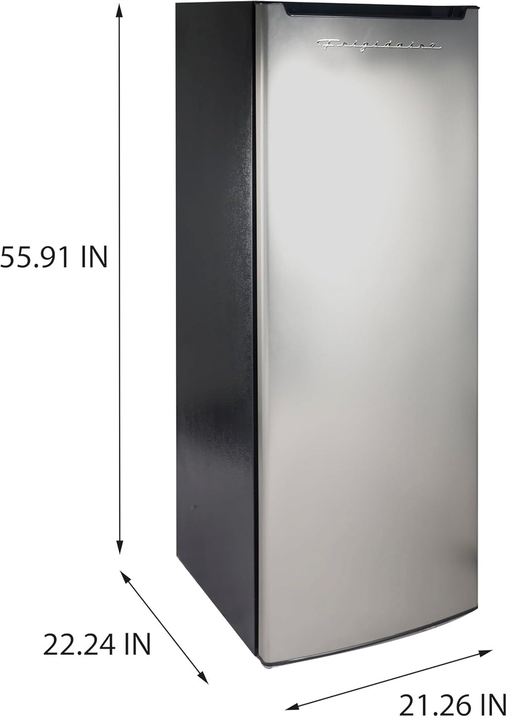Frigidaire Upright Freezer, 6.5 cu. ft., Deep Freeze, Vinyl Coated Metal with Wire Shelving, Compact for Kitchen, RV, Dorm, Cabin, and Trailer, Platinum Design Series, Silver - 21D x 23W x 56H wourant