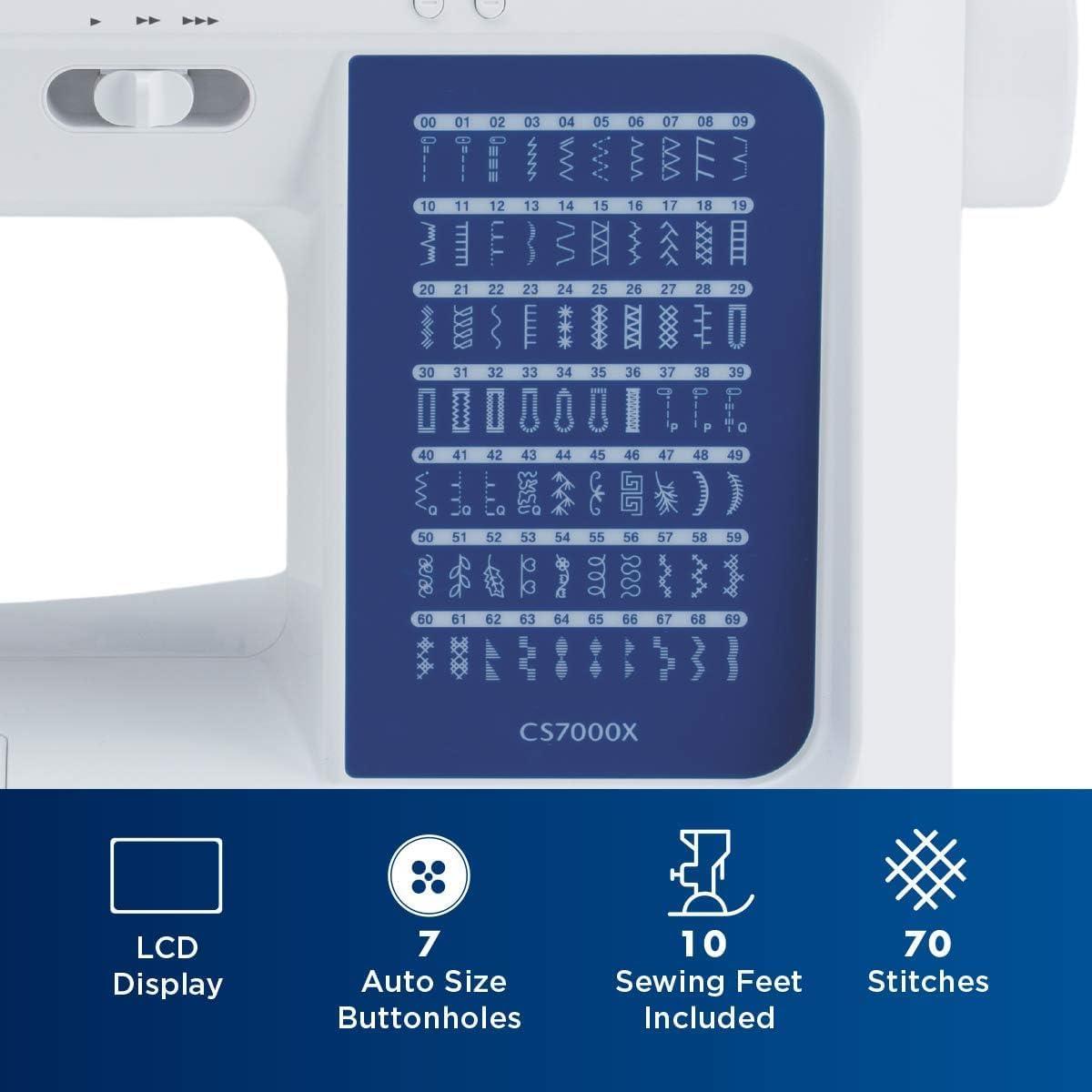 Brother CS7000X Computerized Sewing and Quilting Machine, 70 Built-in Stitches, LCD Display, Wide Table, 10 Included Feet wourant