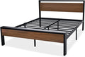 SHA CERLIN 14 Inch Queen Size Metal Platform Bed Frame with Wooden Headboard and Footboard wourant