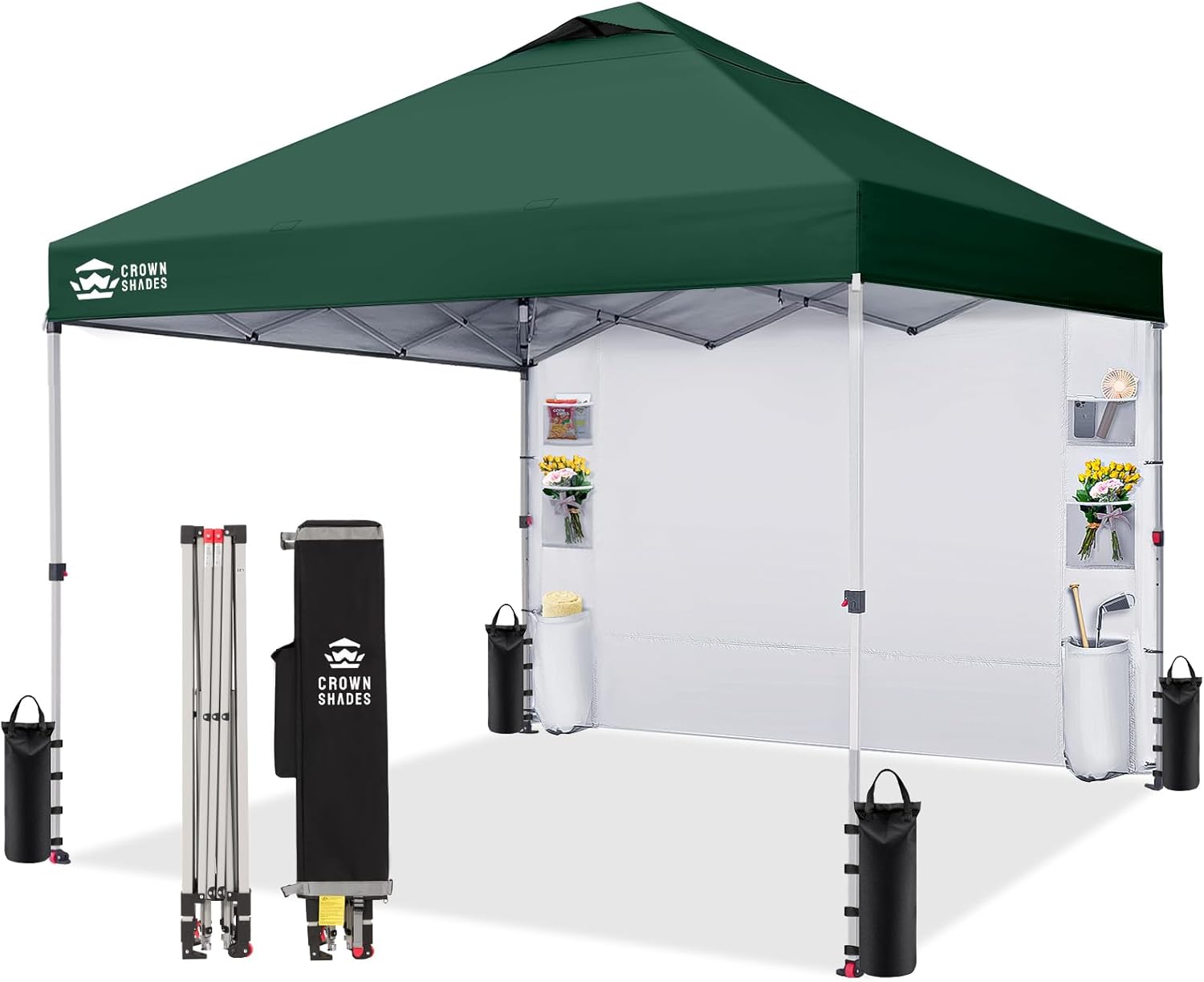 CROWN SHADES Canopy Tent 10x10 Pop Up Canopy Outdoor Shade with Pockets Sidewall, Easy Up Sun Shelter with One Person Set Up Center Lock, Portable Instant Camping Beach Canopy Tents, Purple woonhhop